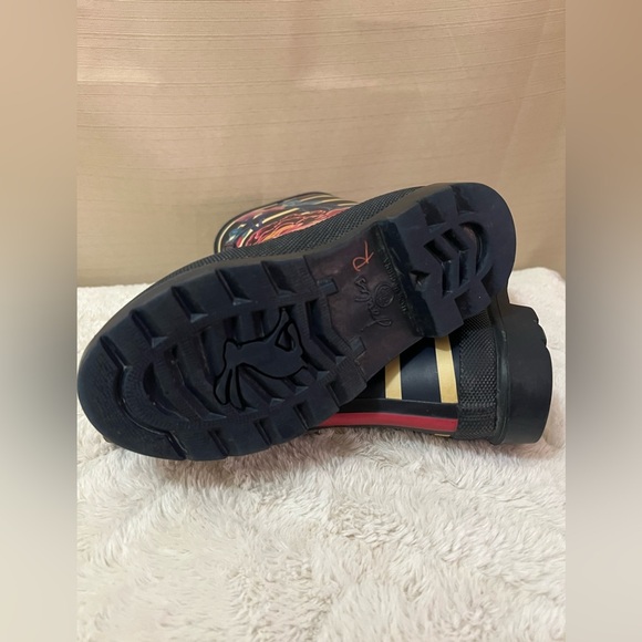 Joules Girls Floral Stripe Rain Boots – Navy & Pink Size 12 - Picture 6 of 6